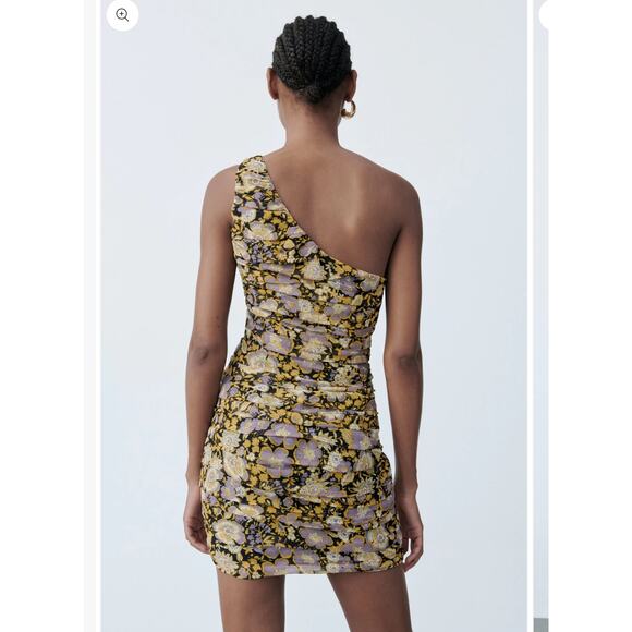 ZARA FLORAL ONE SHOULDER | ZARA DRESS SIZE SMALL - Picture 2 of 10